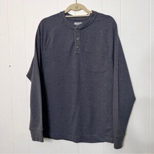 Duluth Trading Co Henley Shirt Waffle Knit Blue Gray Standard Fit Men's M